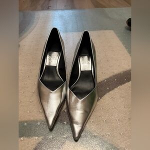 Shiny Silver Pointed Heels